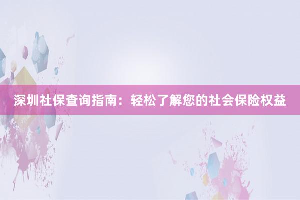 深圳社保查询指南：轻松了解您的社会保险权益